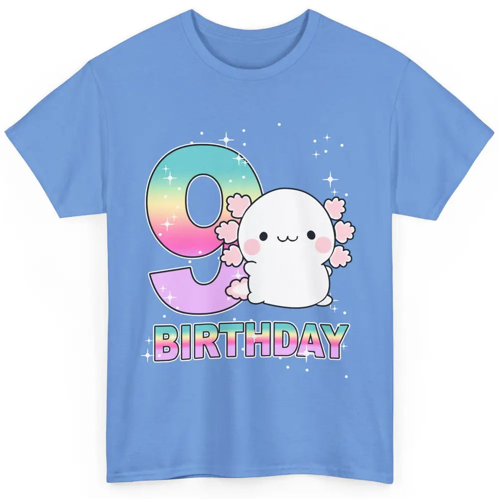 Cute Axolotl 9th Birthday Girl Boy 9 Years Old Birthday Gift Classic Unisex T-Shirt