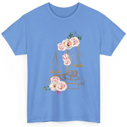 Floral Lawyer Office Scales Roses Justice Fair Law School Classic Unisex T-Shirt