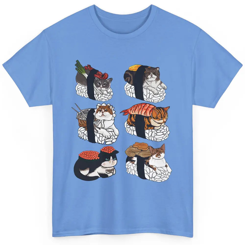 Funny Cat Sushi Roll Cute Japanese Kawaii Kitten Lovers Gift Classic Unisex T-Shirt