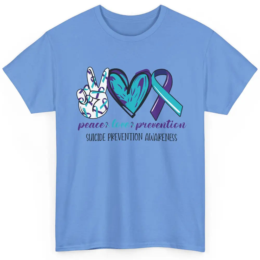 Suicide Prevention Awareness Ribbon Peace Love Prevention Classic Unisex T-Shirt