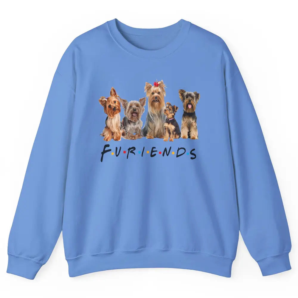 Funny Yorkie Furiends Merry Christmas Hat Yorkshire Terrier Unisex Crewneck Sweatshirt