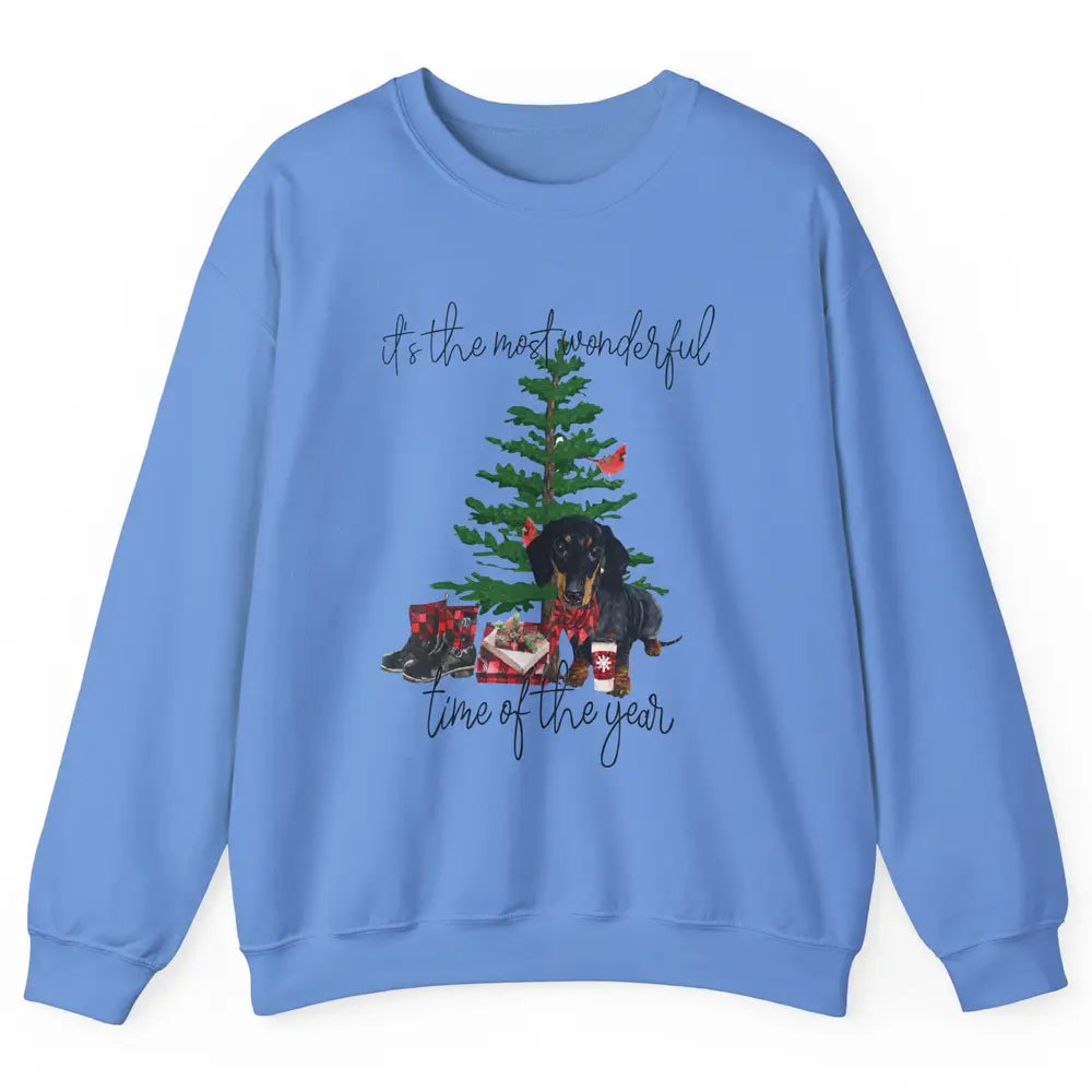 Dachshund Christmas Tree The Most Wonderful Time Of The Year Unisex Crewneck Sweatshirt