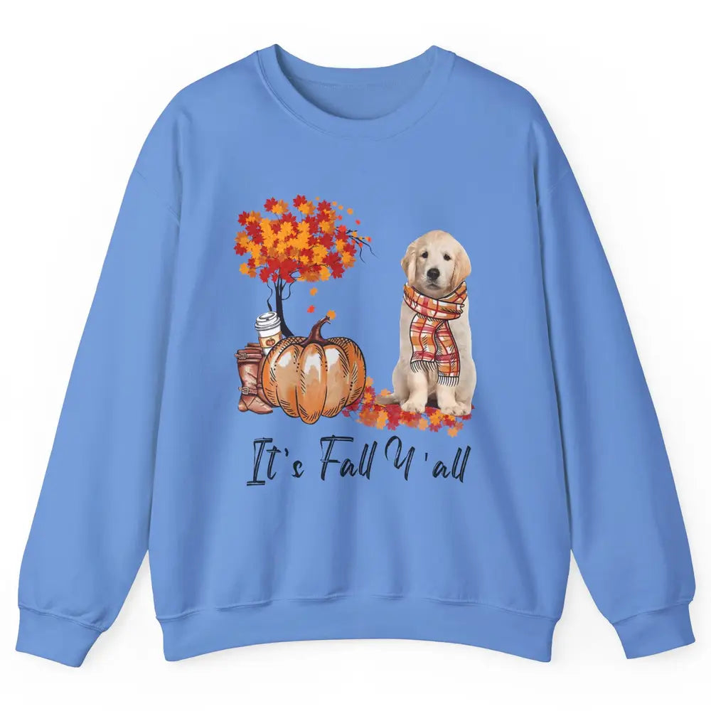 Golden Retriever Pumpkin Happy Fall Yall Autumn Thanksgiving Unisex Crewneck Sweatshirt