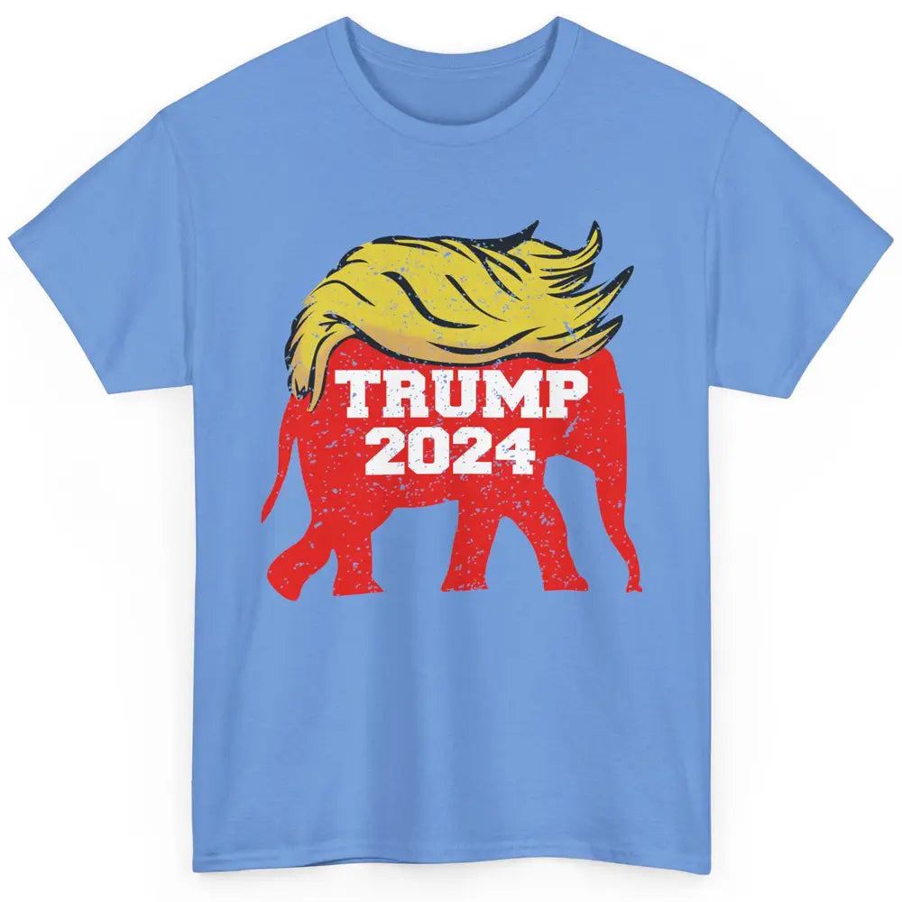 Trump 2024 Republican Elephant With Trump Hair Funny Trump Classic Unisex T-Shirt