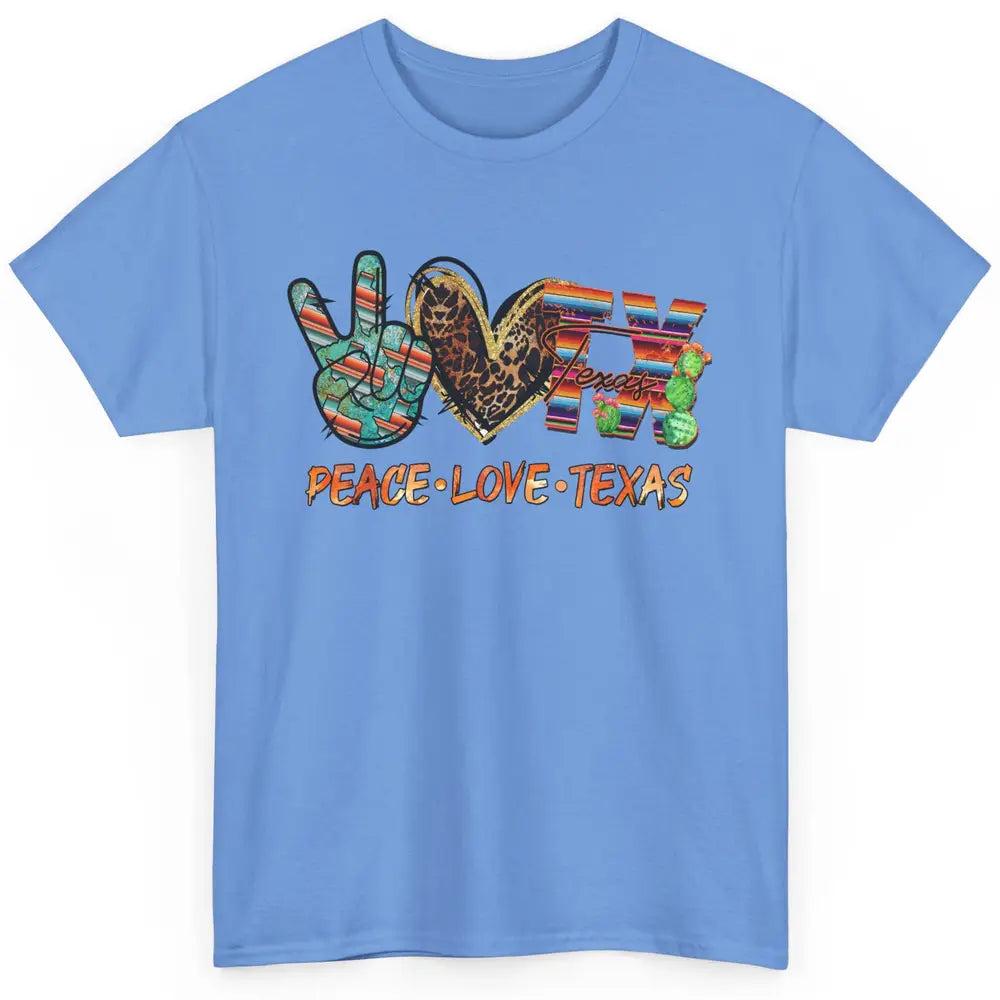 Retro Peace Love Texas Leopard Western Country Desert Cactus Classic Unisex T-Shirt