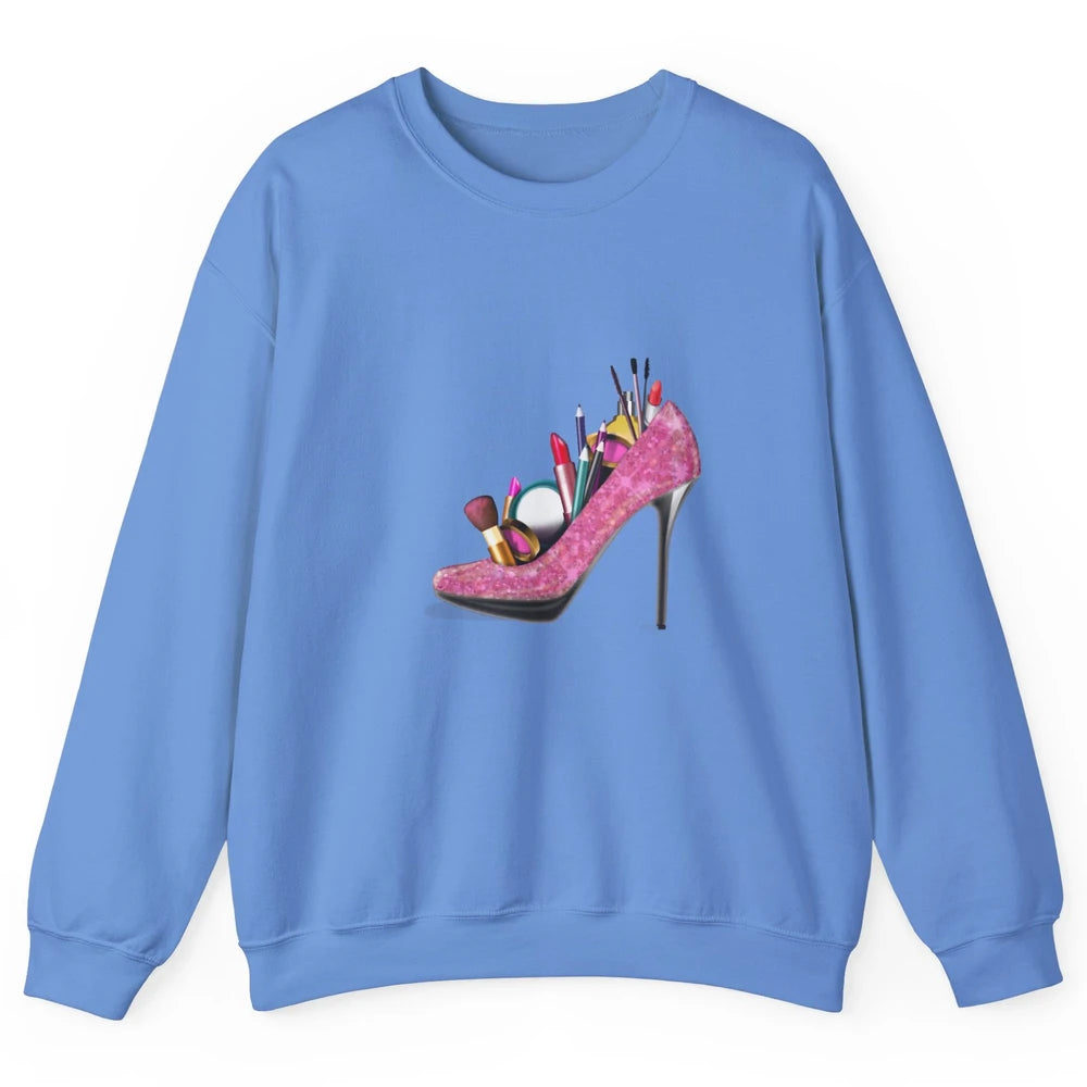 Woman High Heel Stilettos Makeup Artist Girly Lipstick Brush Unisex Crewneck Sweatshirt