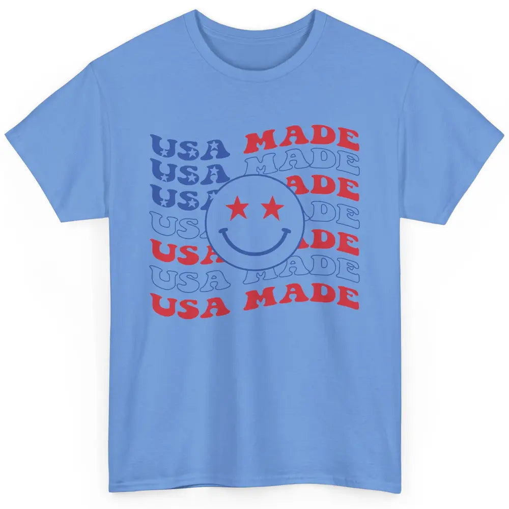 US Flag America Made Smiley Face July 4th American Patriots Classic Unisex T-Shirt