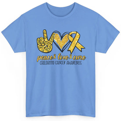 Childhood Cancer Awareness Peace Love Cure Gold Ribbon Gift Classic Unisex T-Shirt