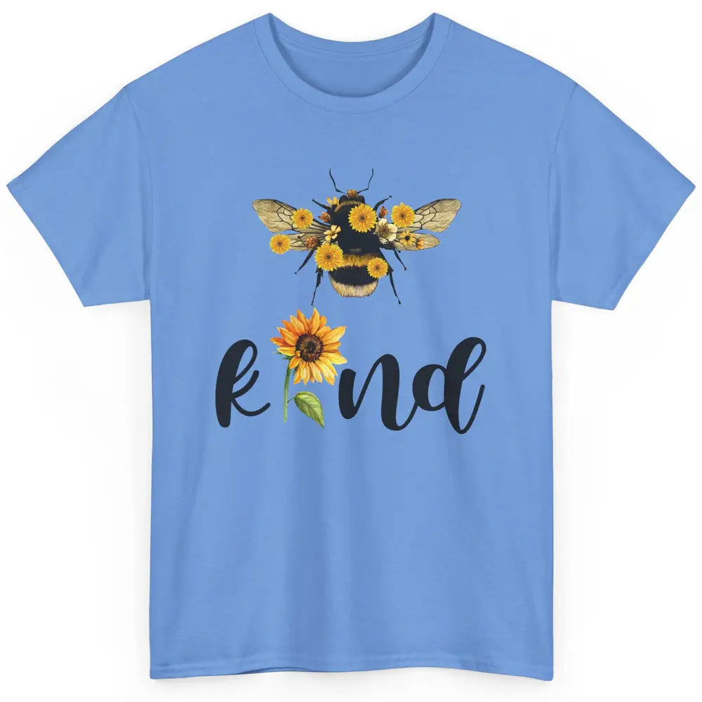 Bee Kind Be Cute Graphic Sunflower Inspirational Sayings Classic Unisex T-Shirt