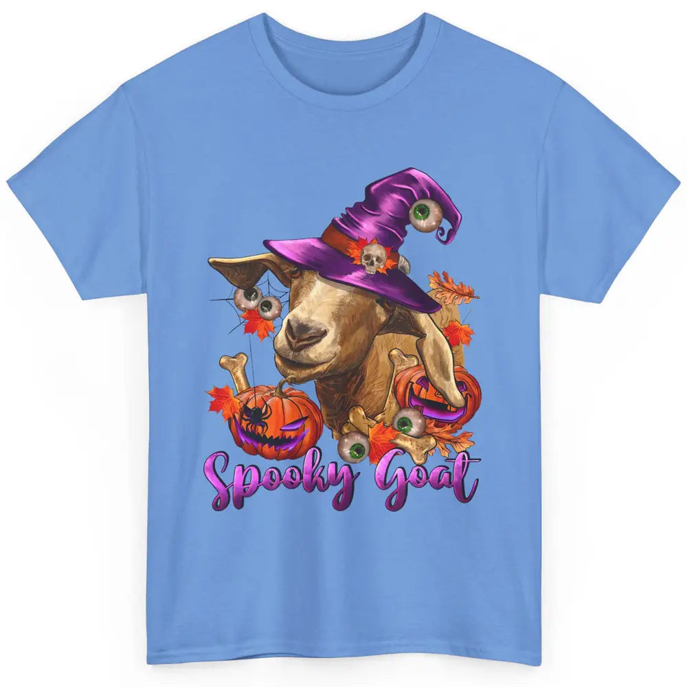 Funny Goat Witch Pumpkin Fall Leaves Halloween Goat Mom Classic Unisex T-Shirt