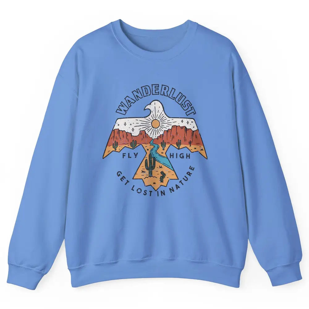 Vintage Eagle Desert Wanderlust Get Lost In Nature Outdoor Unisex Crewneck Sweatshirt