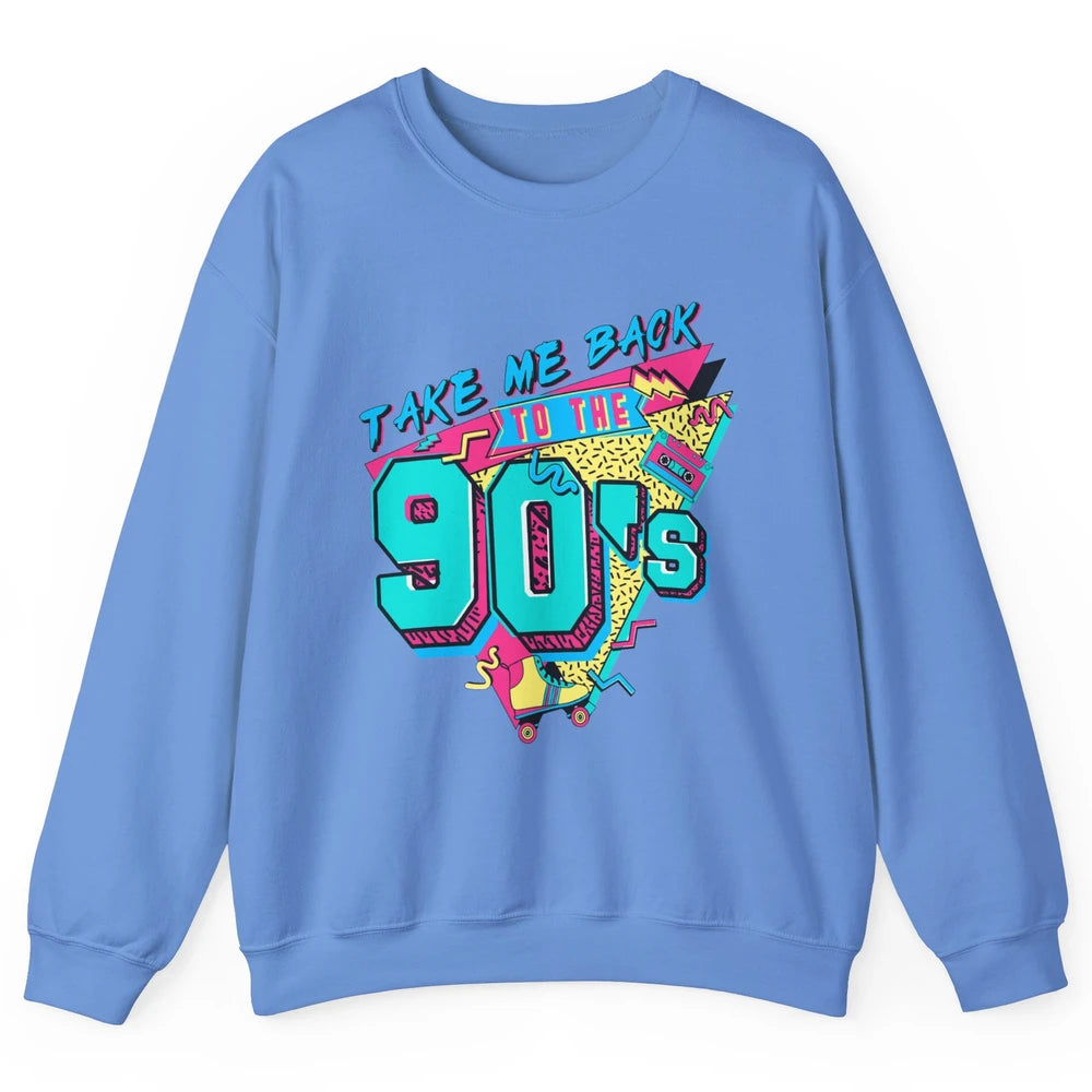 Vintage Take Me Back To The 90s Cassette Retro Rainbow Child Unisex Crewneck Sweatshirt