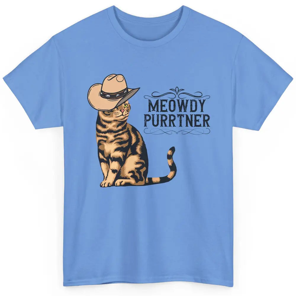 Funny Cat Cowboy Meowdy Purrtner Western Country Cat Mom Classic Unisex T-Shirt