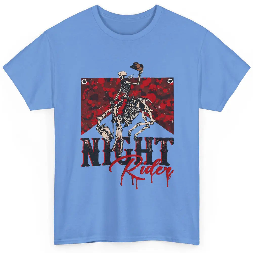 Cowboy Skeleton Bucking Horse Night Rider Western Halloween Classic Unisex T-Shirt