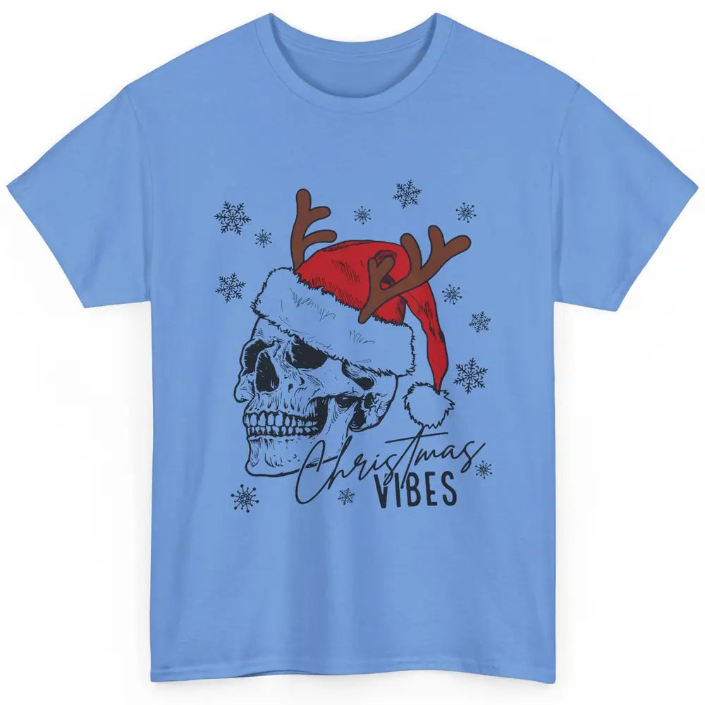 Christmas Vibes Skull With Santa Hat Christmas Skeleton Classic Unisex T-Shirt