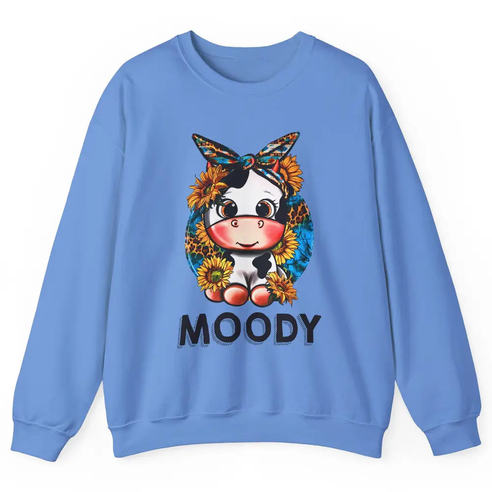 Sunflower Baby Cow Moody Highland Cow Heifer Western Cattle Unisex Crewneck Sweatshirt