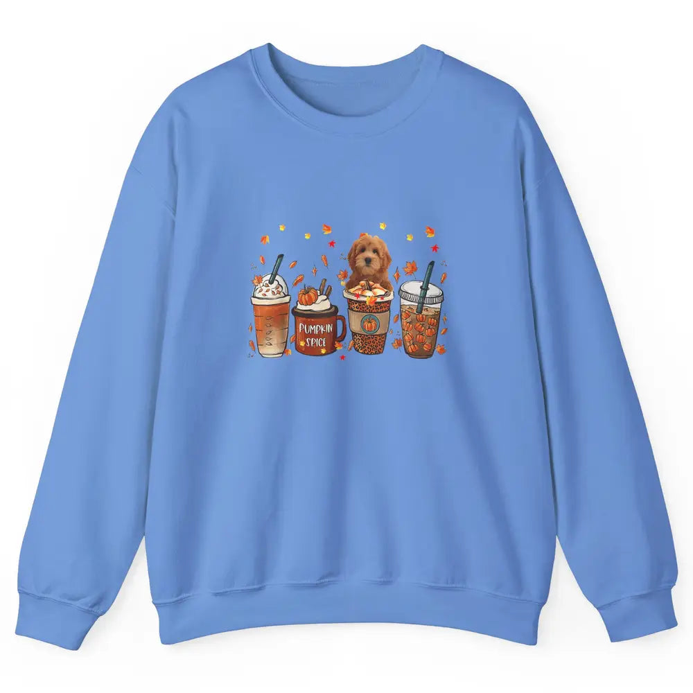 Golden Doodle Dog Fall Coffee Pumpkin Spice Dog Thanksgiving Unisex Crewneck Sweatshirt