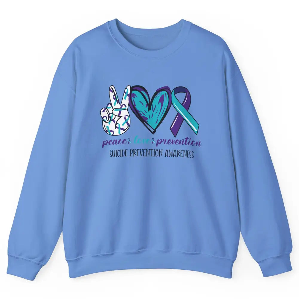 Suicide Prevention Awareness Ribbon Peace Love Prevention Unisex Crewneck Sweatshirt