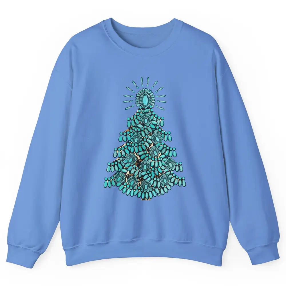 Turquoise Christmas Tree Western Christmas Country Farm Unisex Crewneck Sweatshirt