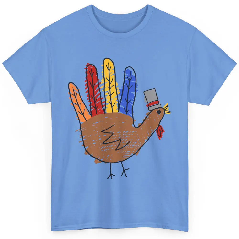 Thanksgiving Hand Turkey Funny Thanksgiving Teacher Thankful Classic Unisex T-Shirt