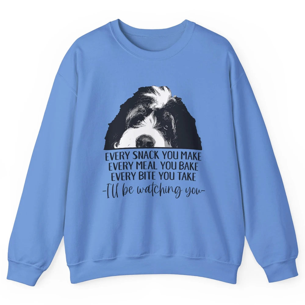 Bernedoodle I'll Be Watching You Bernedoodle Dog Lovers Gift Unisex Crewneck Sweatshirt