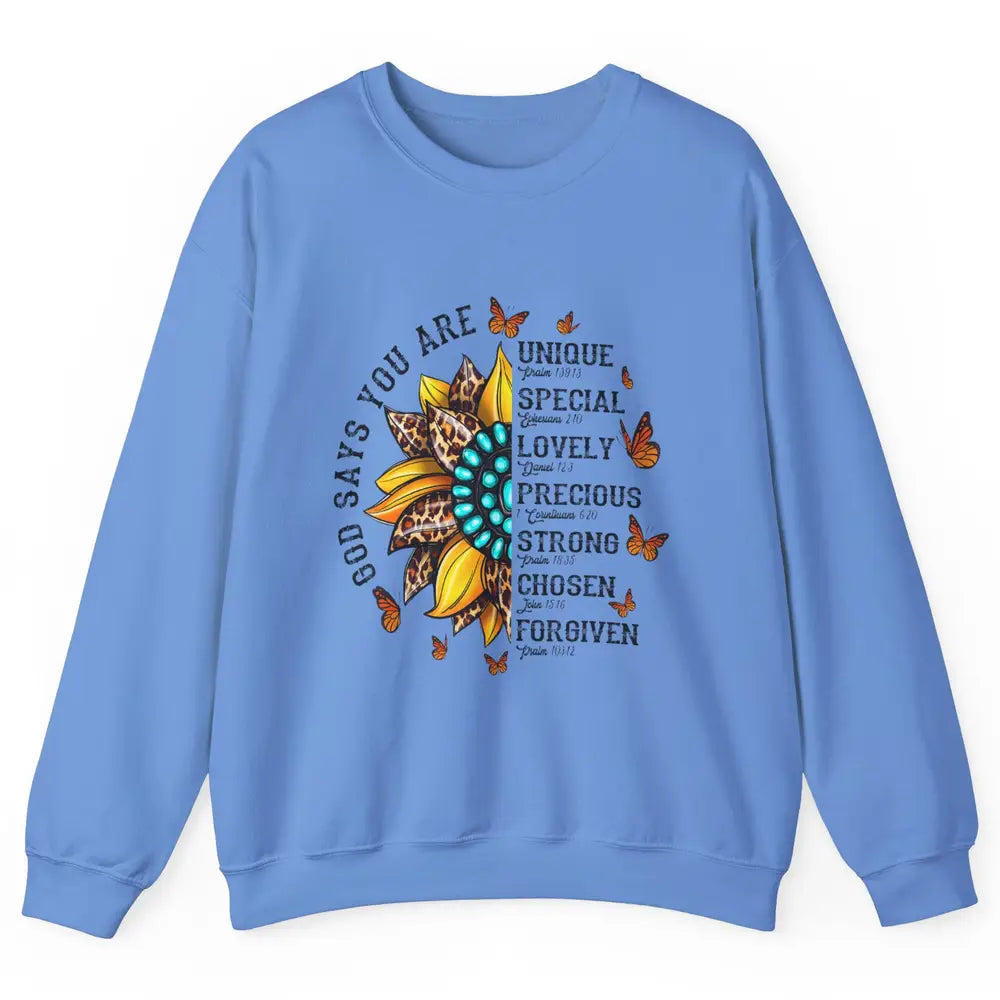 Sunflower Jesus Faith Christian God Bible Verse Religious Unisex Crewneck Sweatshirt