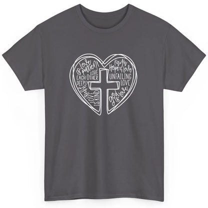 Christian Bible Verse Jesus Heart Love Cross Minimalist God Classic Unisex T-Shirt