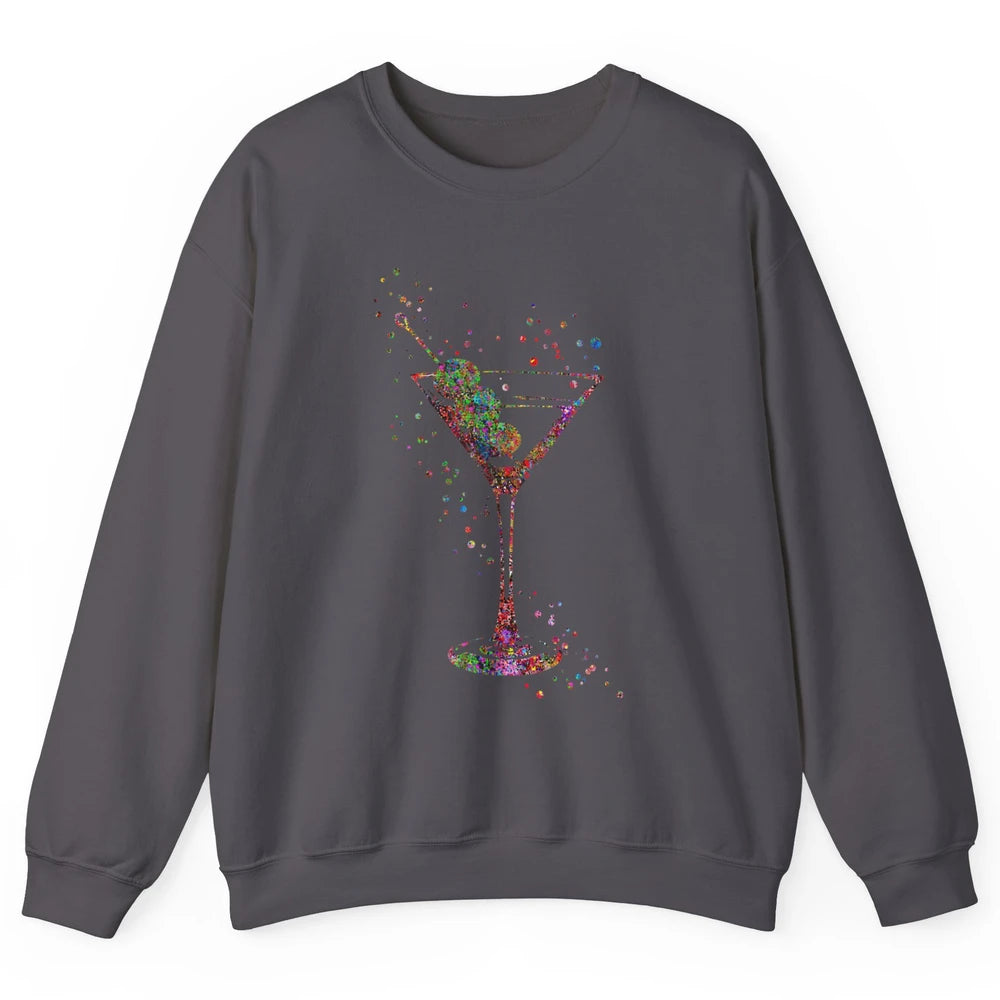 Watercolor Glass Of Martini Cocktails Wine Shot Alcoholic Unisex Crewneck Sweatshirt