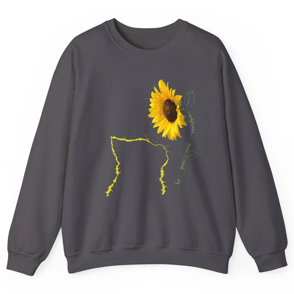 Sunflower Cat Be Your Own Be Your Own Sunshine Cat Mom Lady Unisex Crewneck Sweatshirt