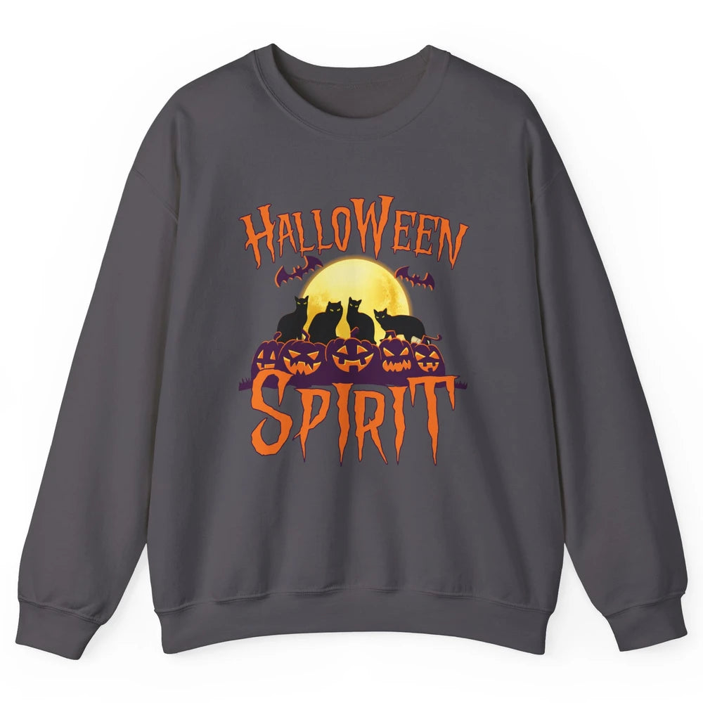 Black Cat Pumpkin Halloween Spirit Moon Night Cat Lover Gift Unisex Crewneck Sweatshirt