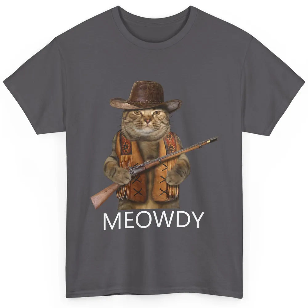 Funny Cat Cowboy Costume Meowdy Western Country Cat Lovers Classic Unisex T-Shirt