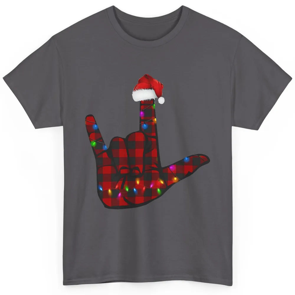 Merry Christmas Hand Sign Language Deaf Xmas Santa Hat ASL Classic Unisex T-Shirt