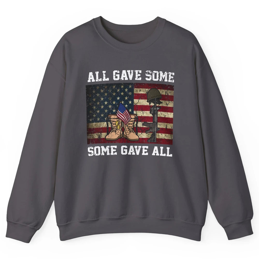 Retro US Veteran All Gave Some Some Gave All Memorial Day Unisex Crewneck Sweatshirt