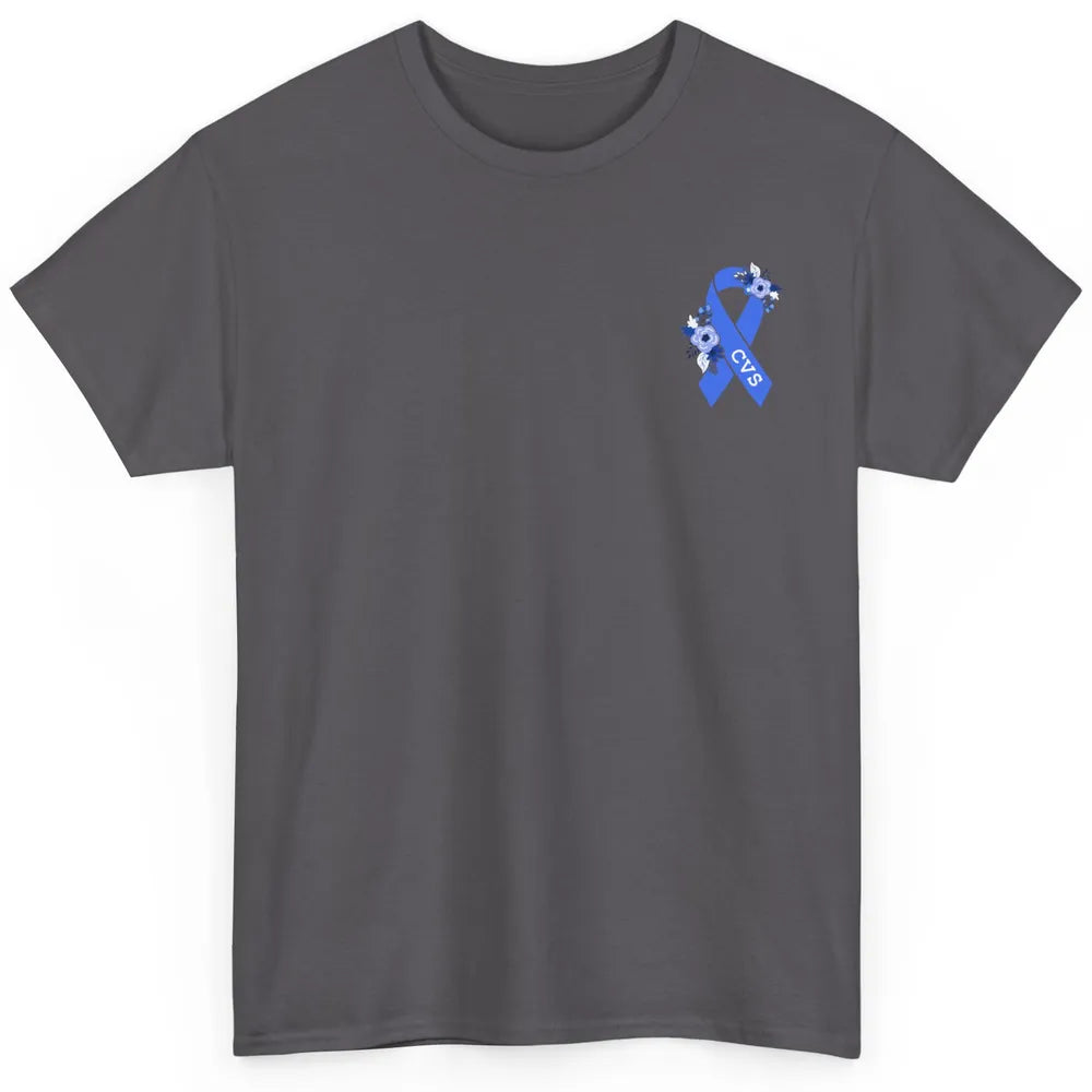 Cyclic Vomiting Syndrome Awareness Floral Blue Ribbon Gift Classic Unisex T-Shirt