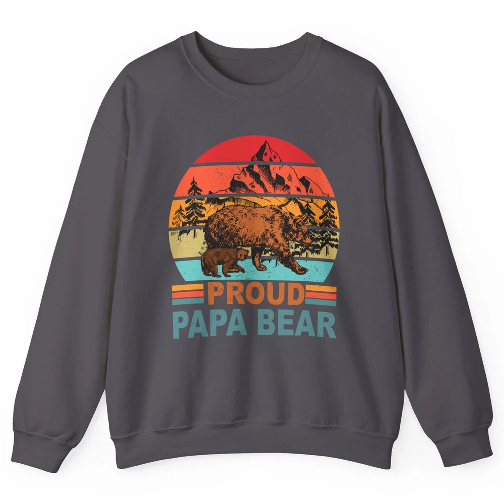 Vintage Mountain Proud Papa Bear Baby Bear Fathers Day Unisex Crewneck Sweatshirt