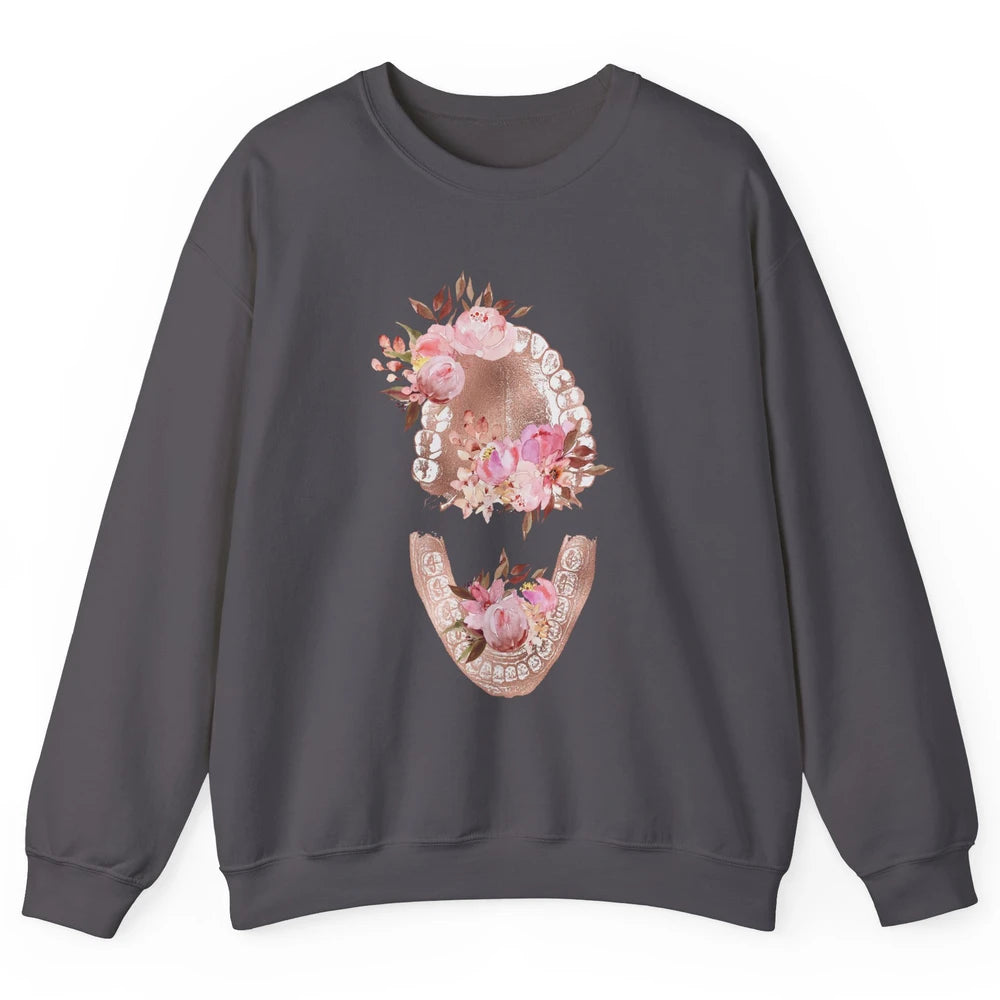 Vintage Floral Tooth Dental Hygienist Dentist Life Unisex Crewneck Sweatshirt