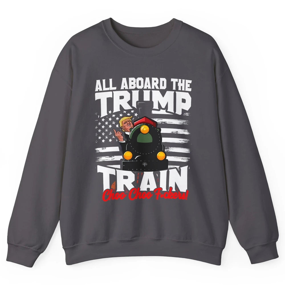 US Flag Trump Return All Abroad The Trump Train Anti Liberal Unisex Crewneck Sweatshirt