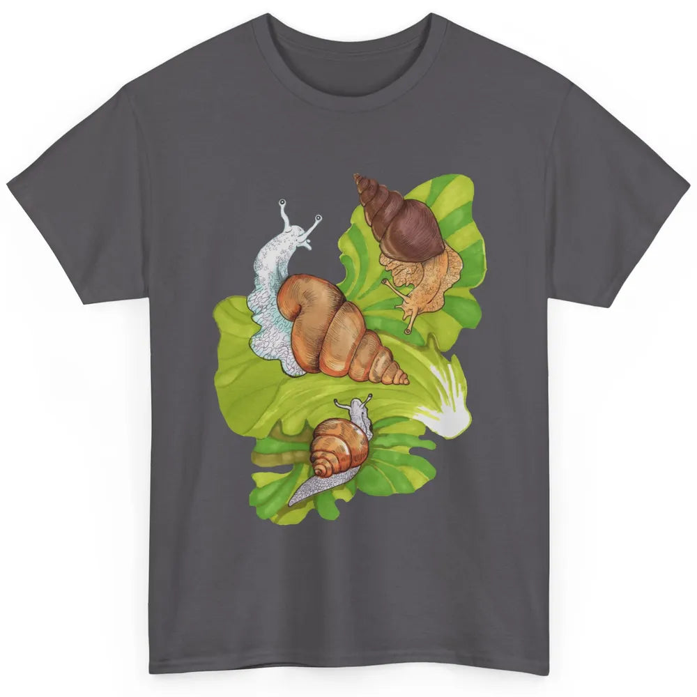 Cool Snail Shell Happy Snails On Leaf Life Watercolor Animal Classic Unisex T-Shirt