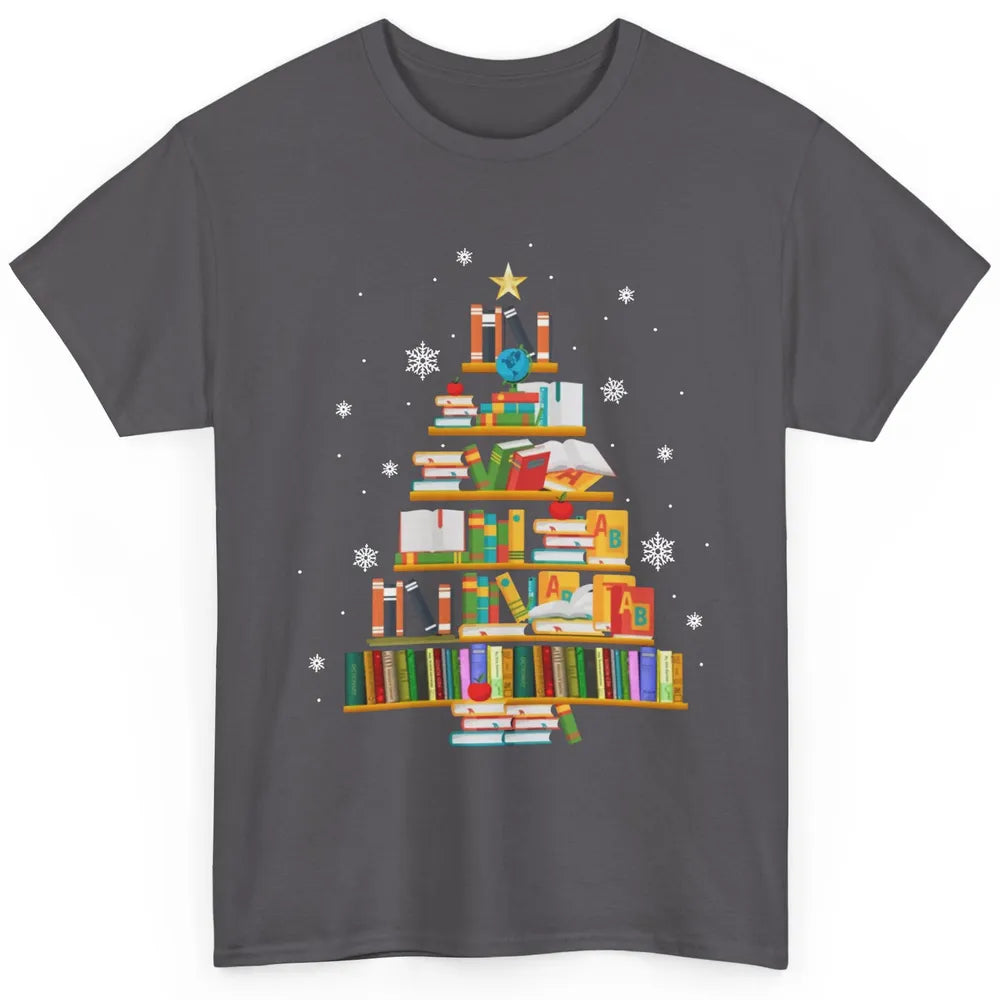 Funny Book Christmas Tree Book Reading Lovers Chritmas Gift Classic Unisex T-Shirt