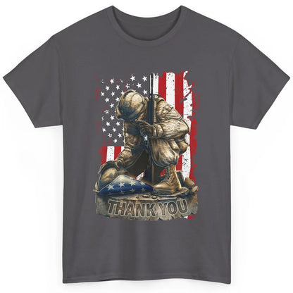 Vintage US Flag Veteran Thank You Military Boot Memorial Day Classic Unisex T-Shirt