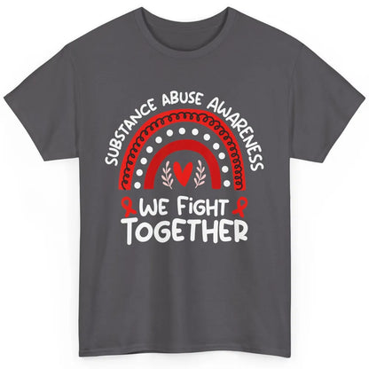 Fight Together Red Rainbow Leopard Substance Abuse Awareness Classic Unisex T-Shirt