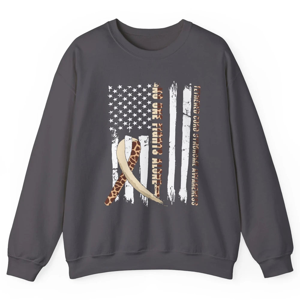 Tethered Cord Syndrome TCS Ribbon No One Fight Alone US Flag Unisex Crewneck Sweatshirt