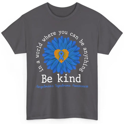 Angelman's Syndrome Awareness Blue Ribbon Sunflower Be Kind Classic Unisex T-Shirt