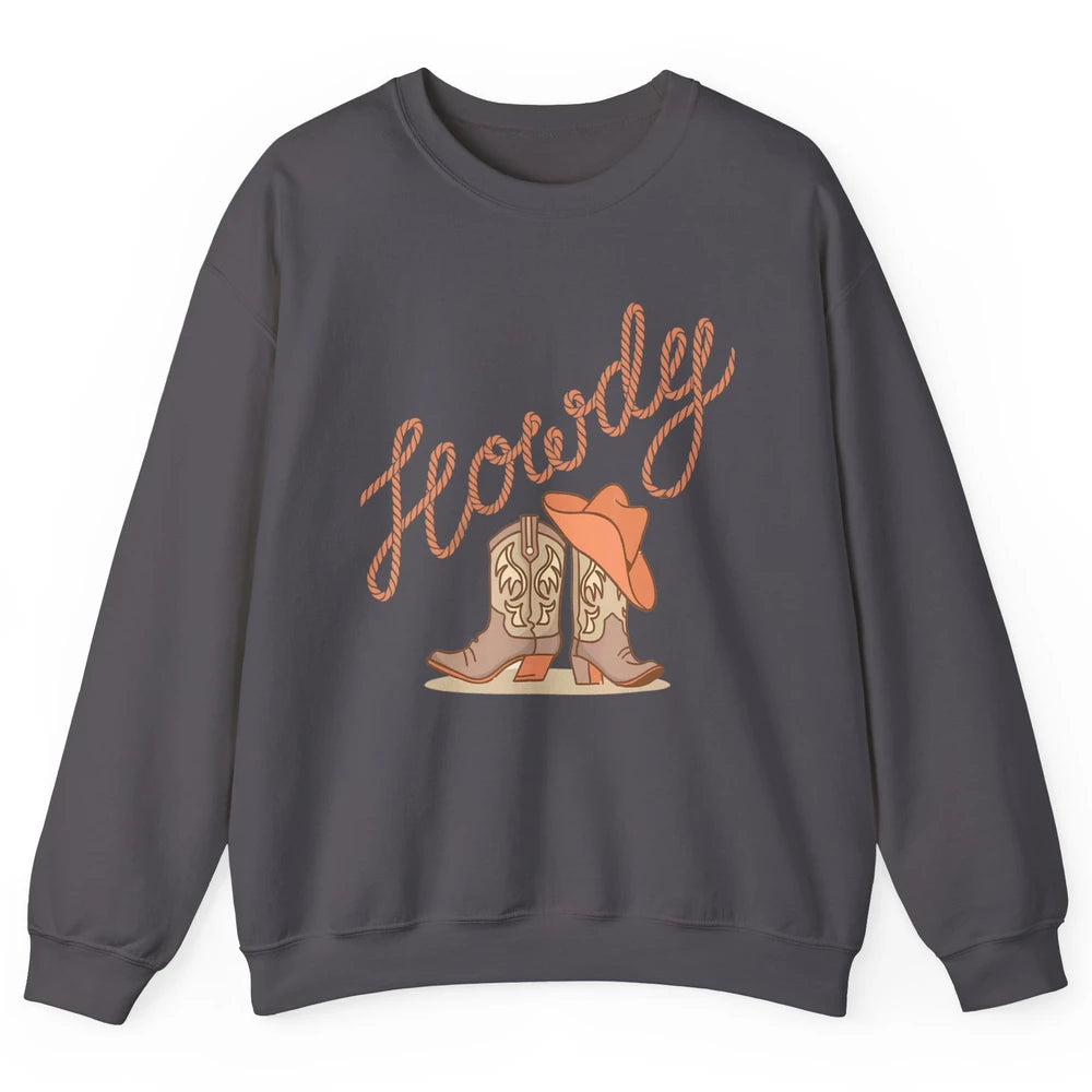 Vintage Cowboy Boots Howdy Rodeo Cowgirl Western Country Unisex Crewneck Sweatshirt