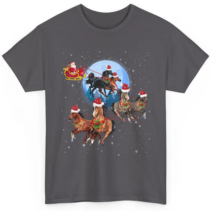 Merry Christmas Horse Drawn Sleigh Riding Santa Claus Xmas Classic Unisex T-Shirt