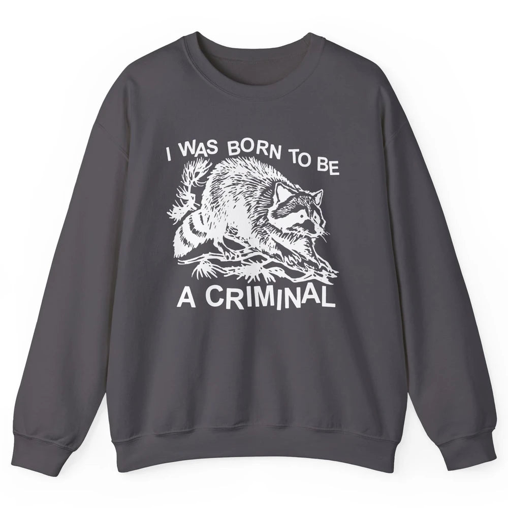 Vintage Racoon I Was Born To Be A Criminal Trashed Racoon Unisex Crewneck Sweatshirt