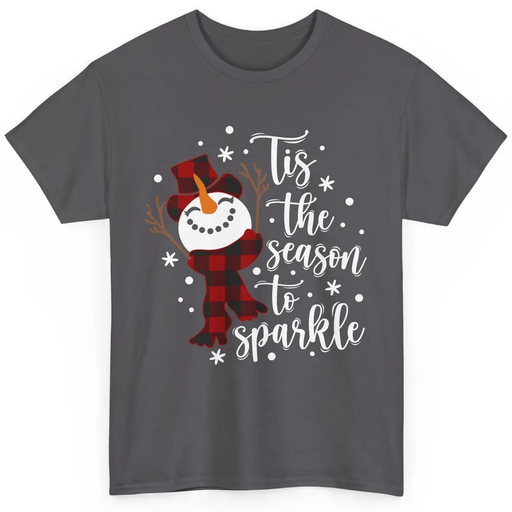 Funny Snowman Tis The Season To Sparkle Merry Christmas Classic Unisex T-Shirt