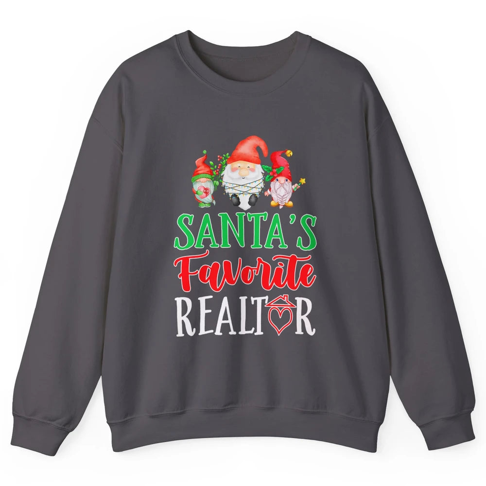 Christmas Xmas Gnomes Santa Favorite Realtor Real Estate Unisex Crewneck Sweatshirt