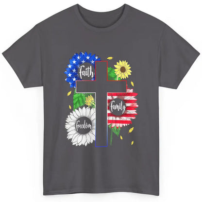 4th July American Flag Cross Faith Family Freedom Christian Classic Unisex T-Shirt