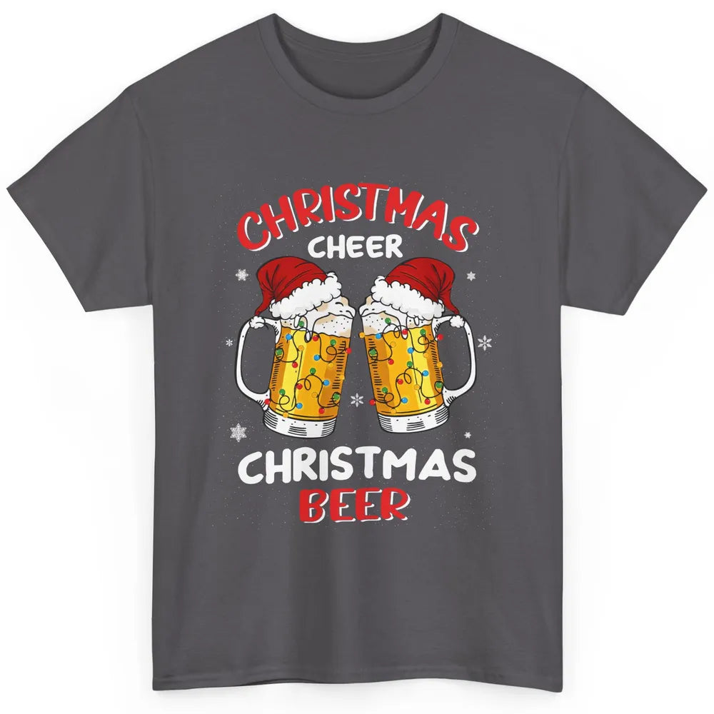 Christmas Cheer With Santa Hat Xmas Party Drinking Beer Classic Unisex T-Shirt